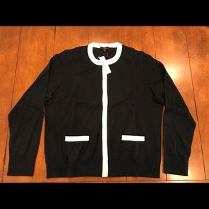 J.Crew Cotton Cardigan Navy White Trim